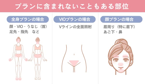 プランに含まれないこともある部位