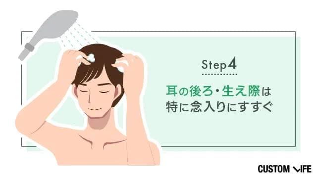 髪の毛をすすいでいる様子