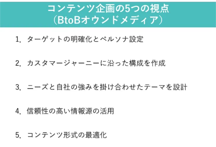 コンテンツ企画の5つの視点(BtoBオウンドメディア)