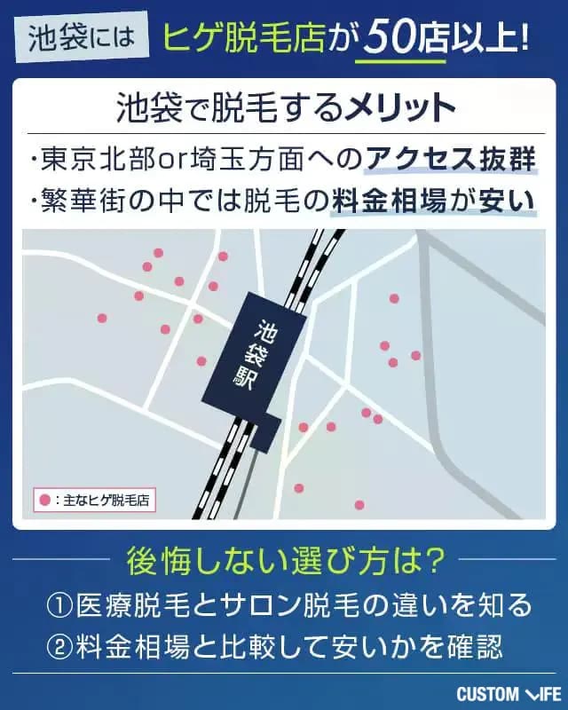 池袋の脱毛店の特徴とアクセスMAP
