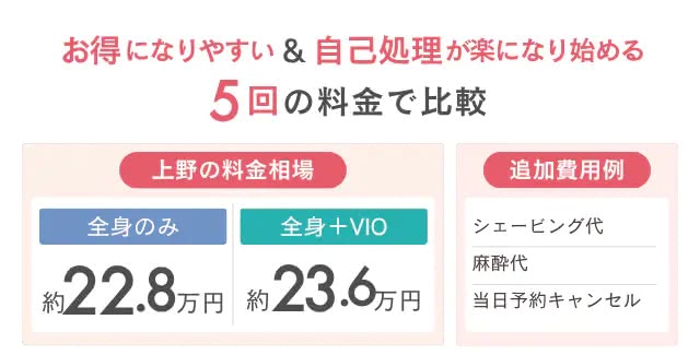上野の医療脱毛クリニックの相場