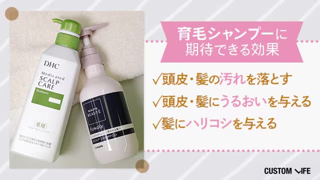 育毛シャンプーの効果について説明する写真