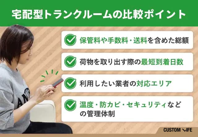 宅配型トランクルームの4つの比較ポイントまとめ